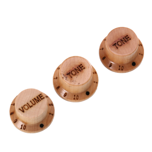 3Pcs Wood Guitar Knobs Control Volume Tone Buttons Electric Accessories Replacement Caps for Bass Potentiometer 2