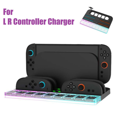 For Switch 2 JoyCon L R Controller Charger Storage Base Game Console Stand with RGB Light for 2
