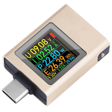 Type-C Power Meter Tester Voltage Current Digital Multimeter DC 4.5-50V 0-12A PD 3.1 Champagne Color
