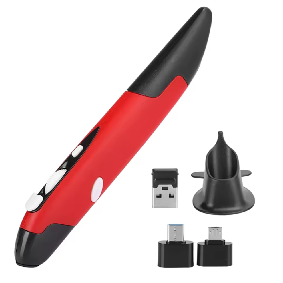 Ergonomic Mouse Pen Type Usb Computer Pc Parts Wireless 2.4G Innovative Vertical Red 4851371719031