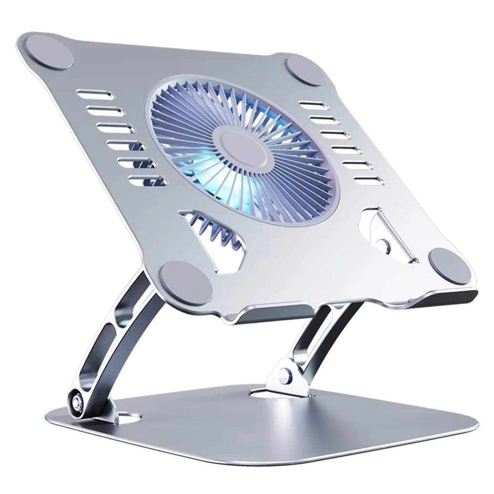 Laptop Tablet Foldable Stand With Cooling Fan Heat For Desktop Cooler Aluminum Notebook Holder Silver 4851371721584