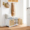 SoBuy πάγκος παπουτσιών με κάθισμα λευκό 71x35x43cm 13