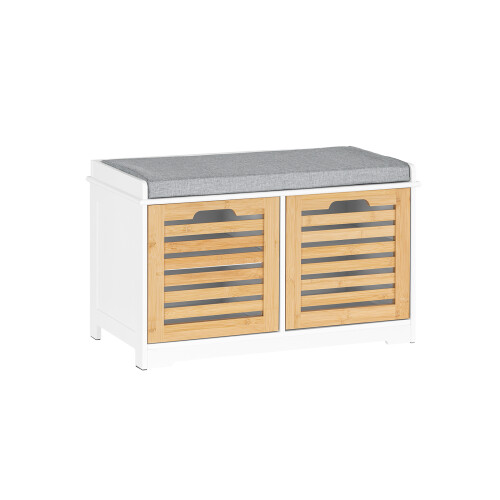 SoBuy πάγκος παπουτσιών με κάθισμα λευκό 71x35x43cm