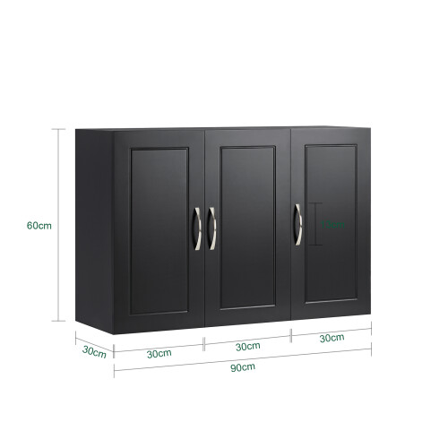 SoBuy Επίτοιχο Ντουλάπι Μπάνιου Μαύρο 90x30x60 cm 2