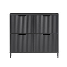 SoBuy Ντουλάπι Παπουτσιών 4 Θυρές, Μαύρο - 100x19x91cm