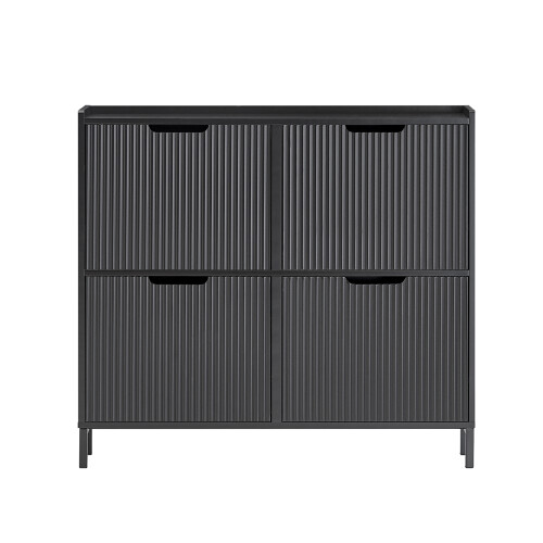 SoBuy Ντουλάπι Παπουτσιών 4 Θυρές, Μαύρο - 100x19x91cm