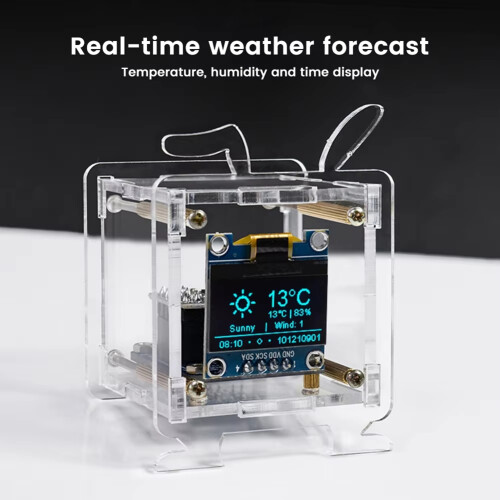 Esp8266 Mini Electronic Clock Diy Kit 0.96 Inch Oled Display Support 2.4G Wifi Networking with Case Soldering 2