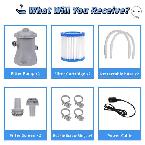 Pool Cleaner Circulation Filter Pump 330 GPH Swimming for Aerated Pumps EU Plug 2