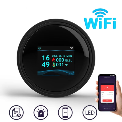 Wifi Natural Gas Sensor Tuya Smart Alarm Leakage Detector Fire Security Digital LCD Temperature Display 2