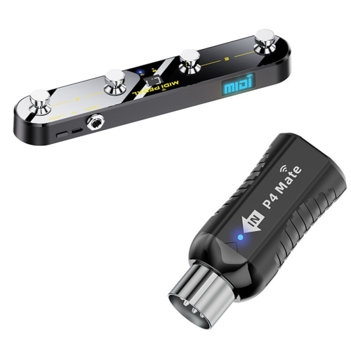 Wireless MIDI Adapter Audio Transmitter Receiver 2.4GHz Ultra-Low Latency Built-in Silent Foot Controller