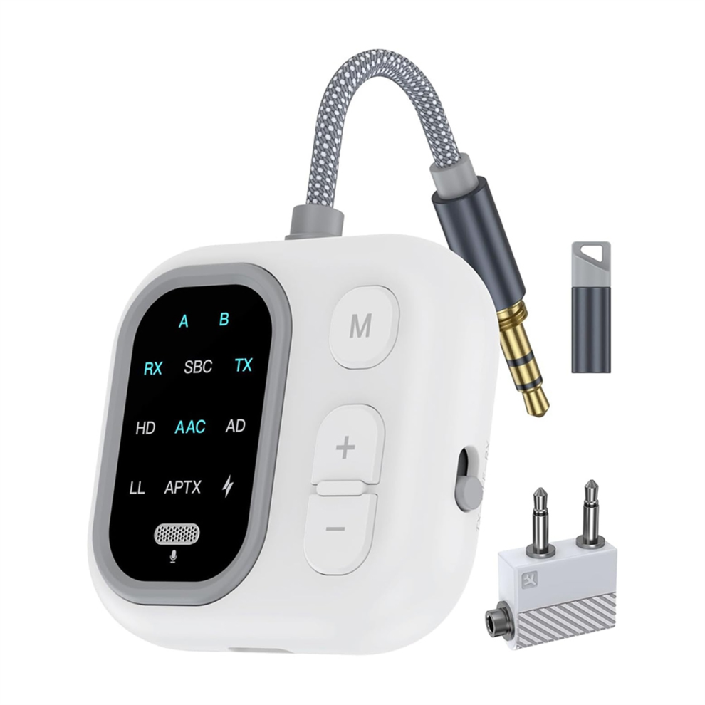 Bluetooth 5.3 Audio Adapter, 2 In 1 Wireless Transmitter Receiver Aux Rx/Tx For Car Home Airplane Airline Travel 4851371733143
