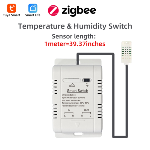 WiFi Smart Temperature and Humidity Switch with 1M Sensor 16A Supports Voice Control 2
