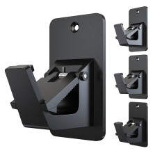 Adhesive No Drill Curtain Rod Brackets - Heavy Duty 30LB Holders, Universal Damage-Free Window Hooks (4PC Black)