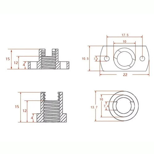 8pcs Z T8 Anti Backlash Spring Loaded Nut Elimination Brass Nuts for Upgrade 3 3s Pro V2 -10 3D Printer 2
