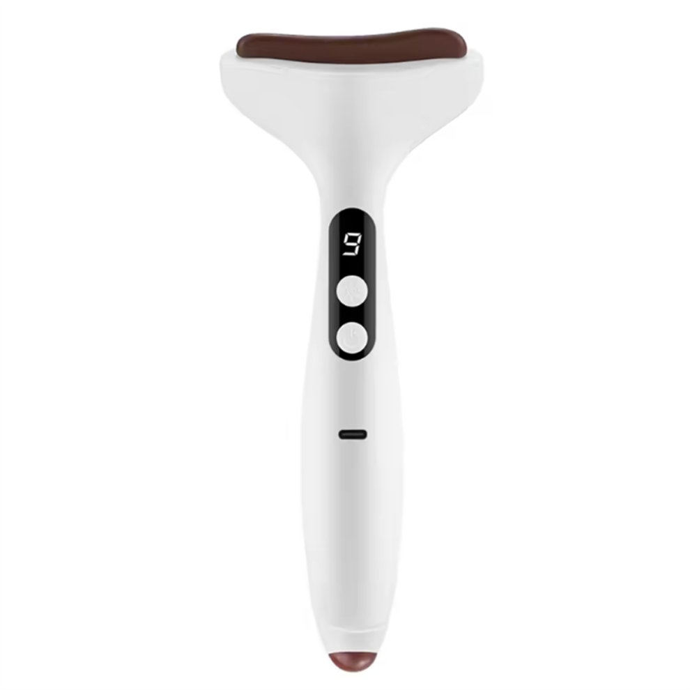 Saudism Electric Gua Sha Massager - 9-Level Heat Shock And Bian Stone Tool For Puffiness Relief (Face/Neck/Eyes)