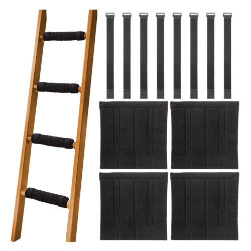 4 Pcs Bunk Bed Ladder Pads,with 8 Adjustable Hook & Loop Straps,Bunk Cover,Ladder Step Pads Loft 2