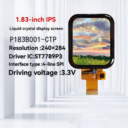 1.83 Inch Round IPS TFT LCD Display 240x284 ST7789 Capacitive Touch Screen, 4-Line SPI Interface ST7789P3 Driver IC 2