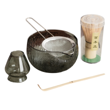 5Pcs Matcha Whisk Set Clear Glass Matchas Tea Matcha-Making Kit with Bowl Cup Matcha-Whisk for Lovers