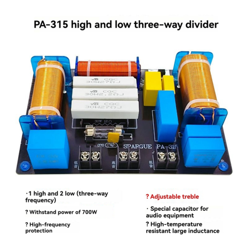 HiFi Speaker Frequency Divider 1 High 2 Low 700W Audio Crossover Filter Distributior DIY High-Fidelity 2