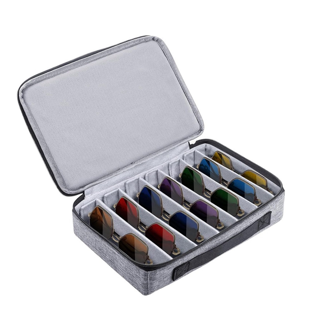 Saudism Travel Sunglasses Organizer Case, Adjustable Slot For Multiple Pairs, Portable Eyeglasses Storage Box Men Women