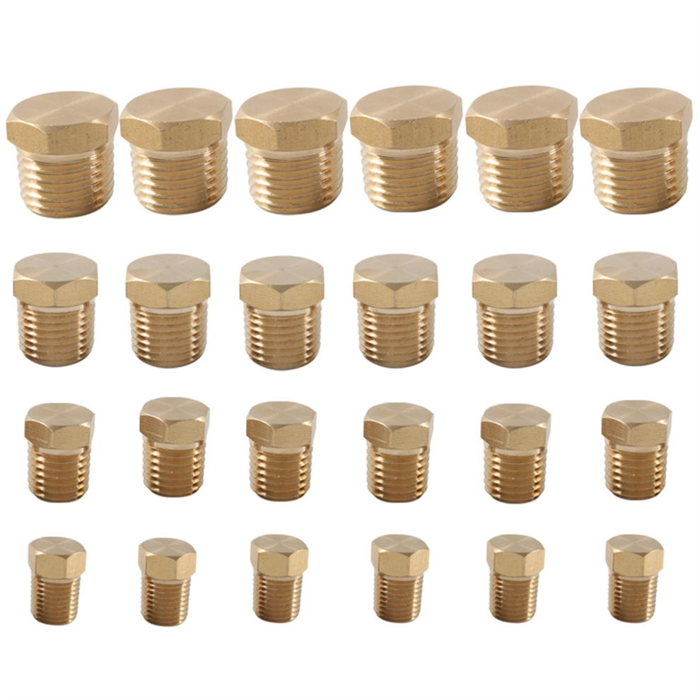24 Pcs Hexagonal Tube Plug Car Oil Pipe Plugs Accessories 1/8 1/4 3/8 1/2 Ntp Internal Thread Brass 4852145439759
