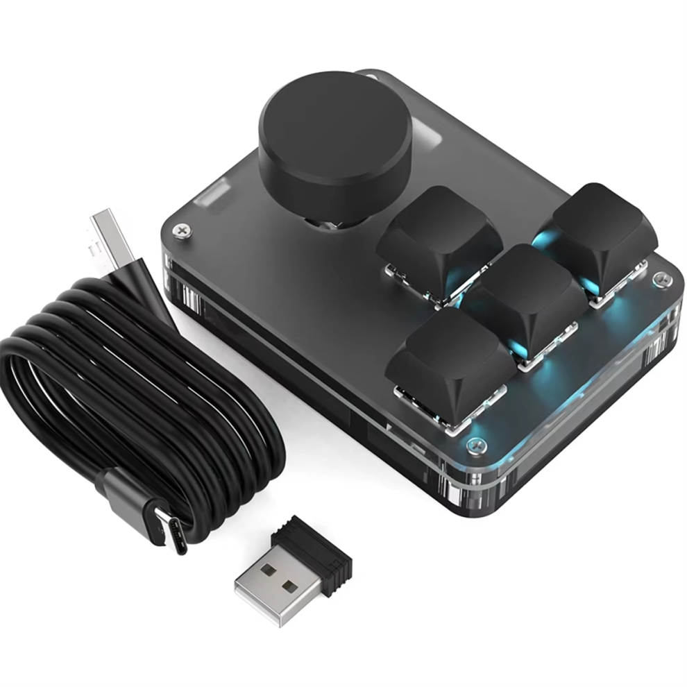 2.4G Mini Macropad Macro Programming Keyboard Usb C Rgb Hot Swap Gaming Custom Knob Keypads 4 Keys Multimedia 4852145442742
