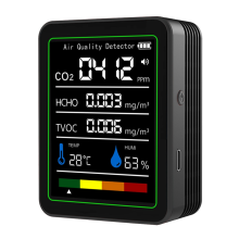 MT05 Indoor Air Quality Monitor TVOC HCHO Temperature Humidity Tester CO2 Meter USB Rechargeable Detector Black
