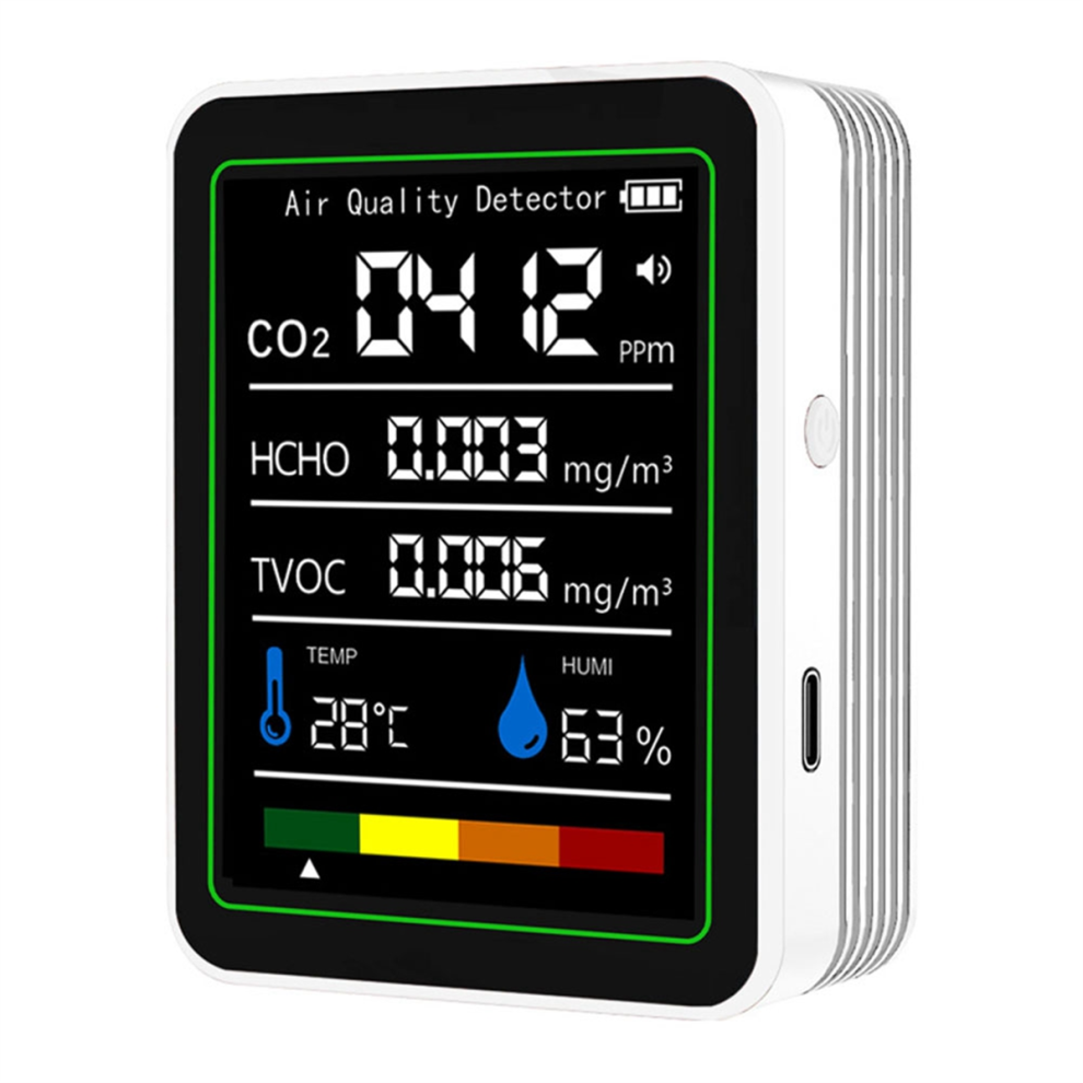 Saudism White Mt05 Indoor Air Quality Monitor Tvoc Hcho Temperature Humidity Tester Co2 Meter Usb Rechargeable Detector