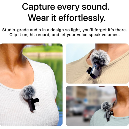Mini Wireless Lavalier Microphone for ,, Android, Video Recording Vlog Podcast 2