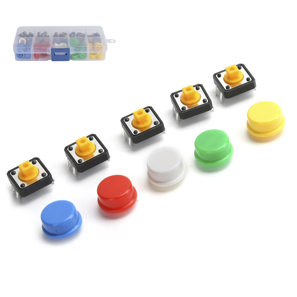 25Pcs 12X12x7.3mm Abs Tact Switch, 40,000 Cycles, 12V Push Button 5011333482208