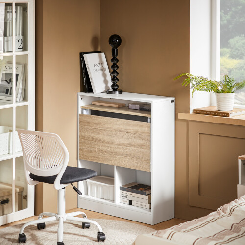 SoBuy Bureau Pliant avec Rangement, Table PC Murale Blanc 1