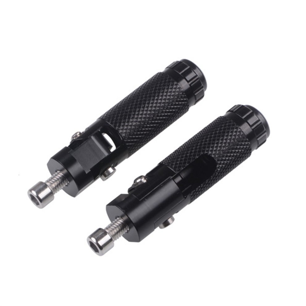 2Pcs M8 Universal Motorcycle Motor Bike Folding Footrests Footpegs Foot Rests Pegs Rear Pedals Set Part Black 4852145449420