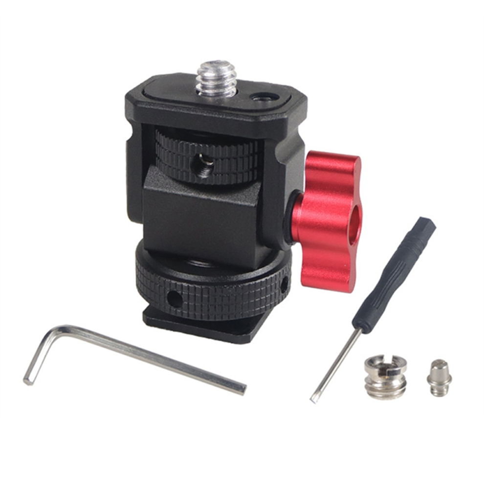 Mini Monitor Mount Holder Tripod Head With Cold Shoe Adapter Swivel And Tilt Adjustable For Flash Fill Light 4852145449437