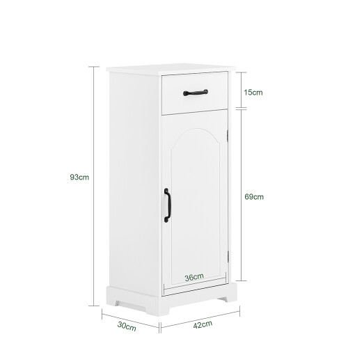 SoBuy Ντουλάπι Μπάνιου Λευκό 42x30x93cm με Συρτάρια & Ράφια 2