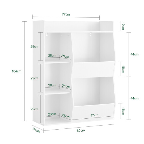 SoBuy Kids Bookshelf 5-Compartment White 2