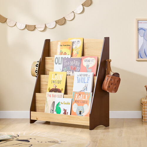 SoBuy Montessori Kids Bookcase with Storage & Hooks 1