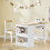 SoBuy Conjunto Mesa e Cadeira Infantil com Prateleiras Branco 4