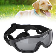 Hundesonnenbrille, Schutzbrille gegen UV, Wind und Staub, Tieroptik mit verstellbarem Gurt für Hund und Katze, grau