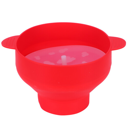Folding Silicone Popcorn Bowl with Lid, 26x14cm, Red 1
