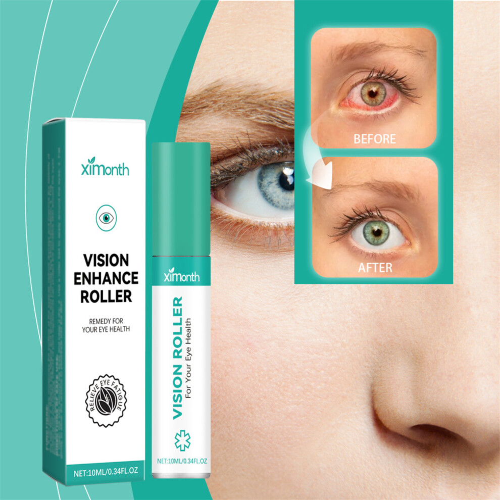 2X Vision Enhance Roller - Portable 10ml Eye Care Gel for Clearer Vision, Soothing Chamomile & Calendula