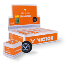 Victor Squash Balls Yellow Dot Box, 12 kumisia aloittelijan squashpalloja High Bounce