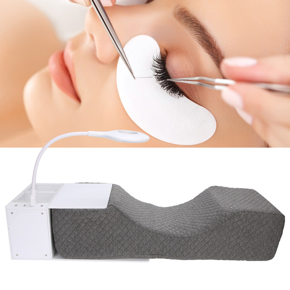 Eyelash Extension Pillow Shelf with LED Light, Acrylic Organizer, 50cm