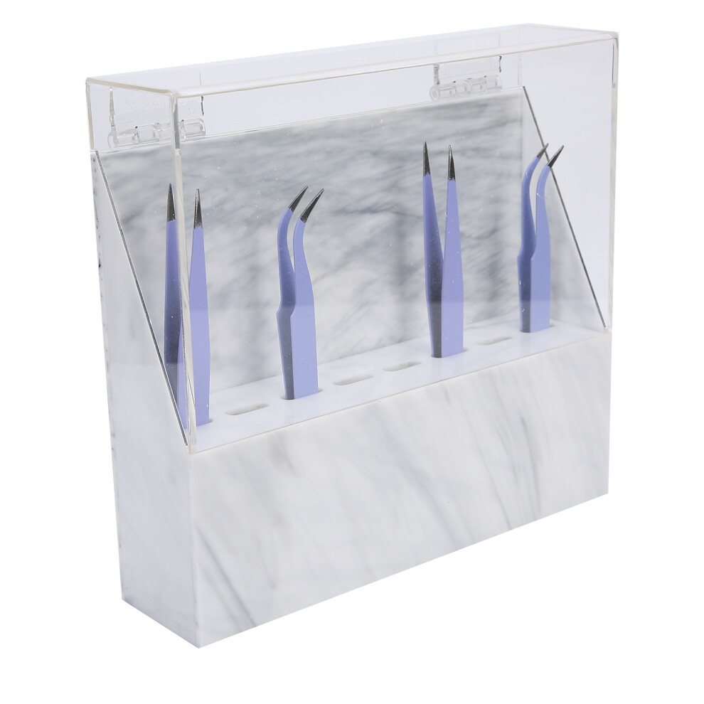 White Acrylic 8 Holes Tweezer Holder For Eyelash Extensions Display Stand