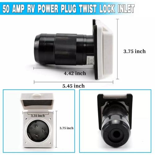 30 Amp RV Power Inlet Receptacle, Cover Twist Lock 2