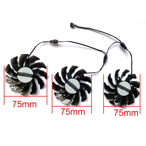 3PCS 75MM PLD08010S12H 3PIN GTX970 GPU FAN for GV- 2