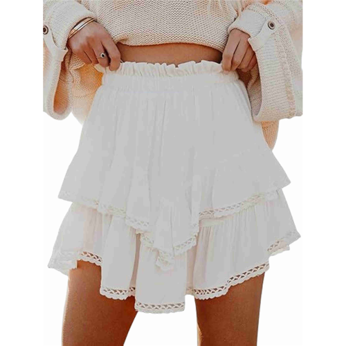 Boho Ruffle Tiered Skorts High Waist Mini Skirts W 2