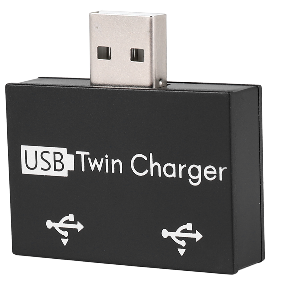 Usb 2.0 Male To Twin Female Charger Dual 2 Port Dc Black 4851982230307