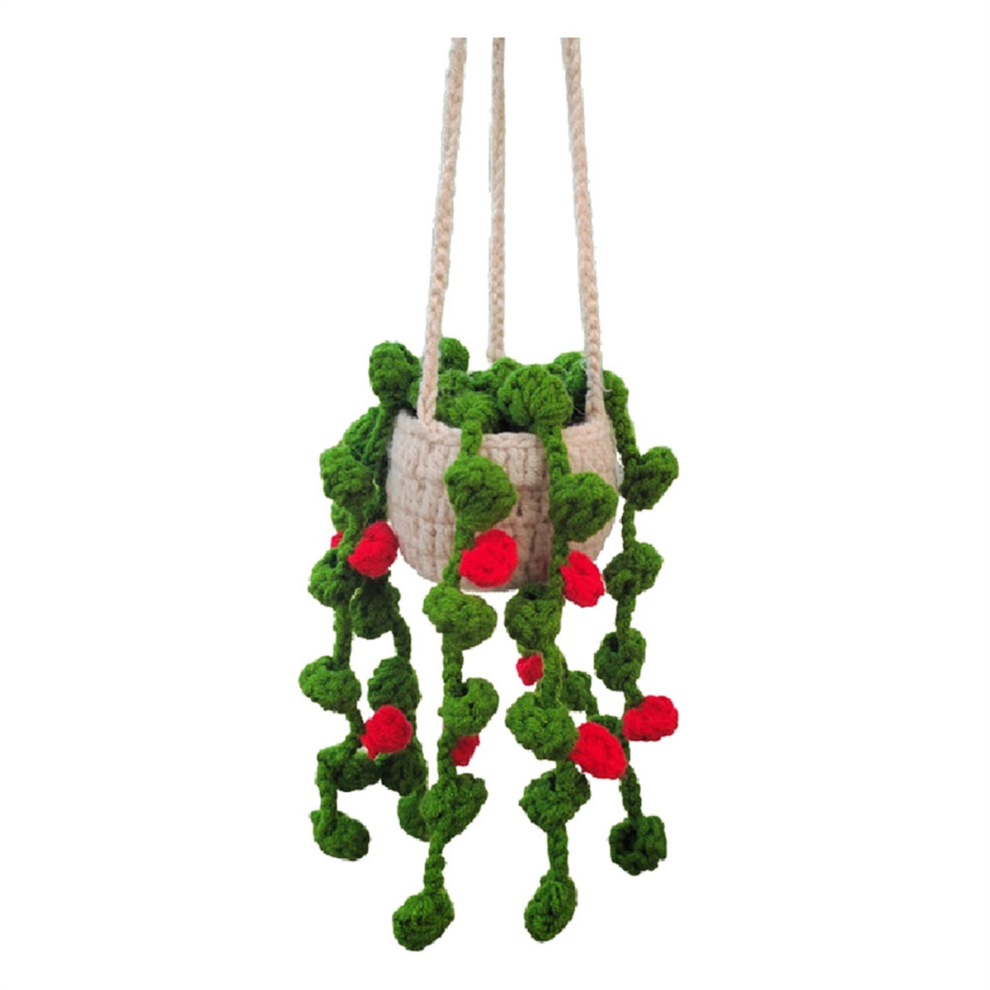 Rearview Mirror Pendant Cute Potted Plants Crochet 4851982241303