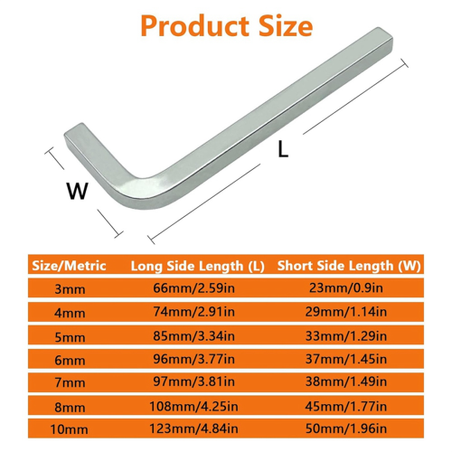 7Pcs Square Head Wrench Set L Shaped Key Kit Chrom 2