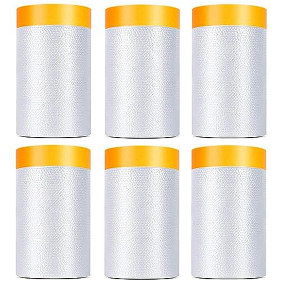 6 Pack Tape And Drape, 1.8X62.3 Ft Pre-Taped Maski 4851982242959